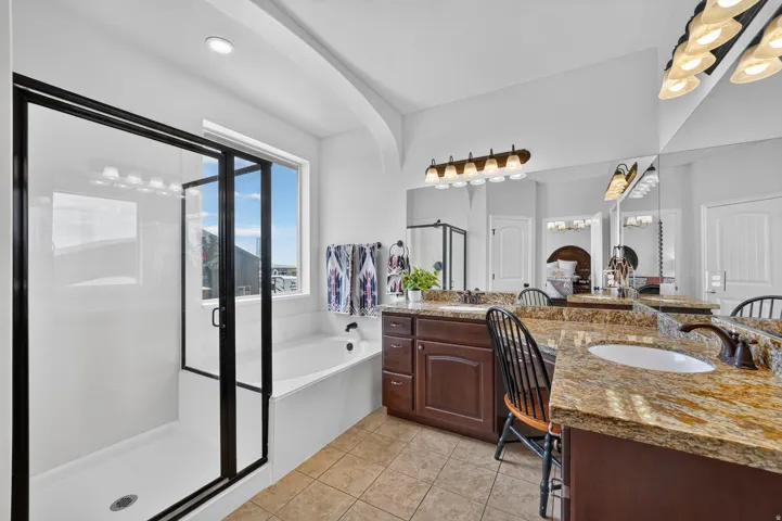 Primary bathroom with walk in closet