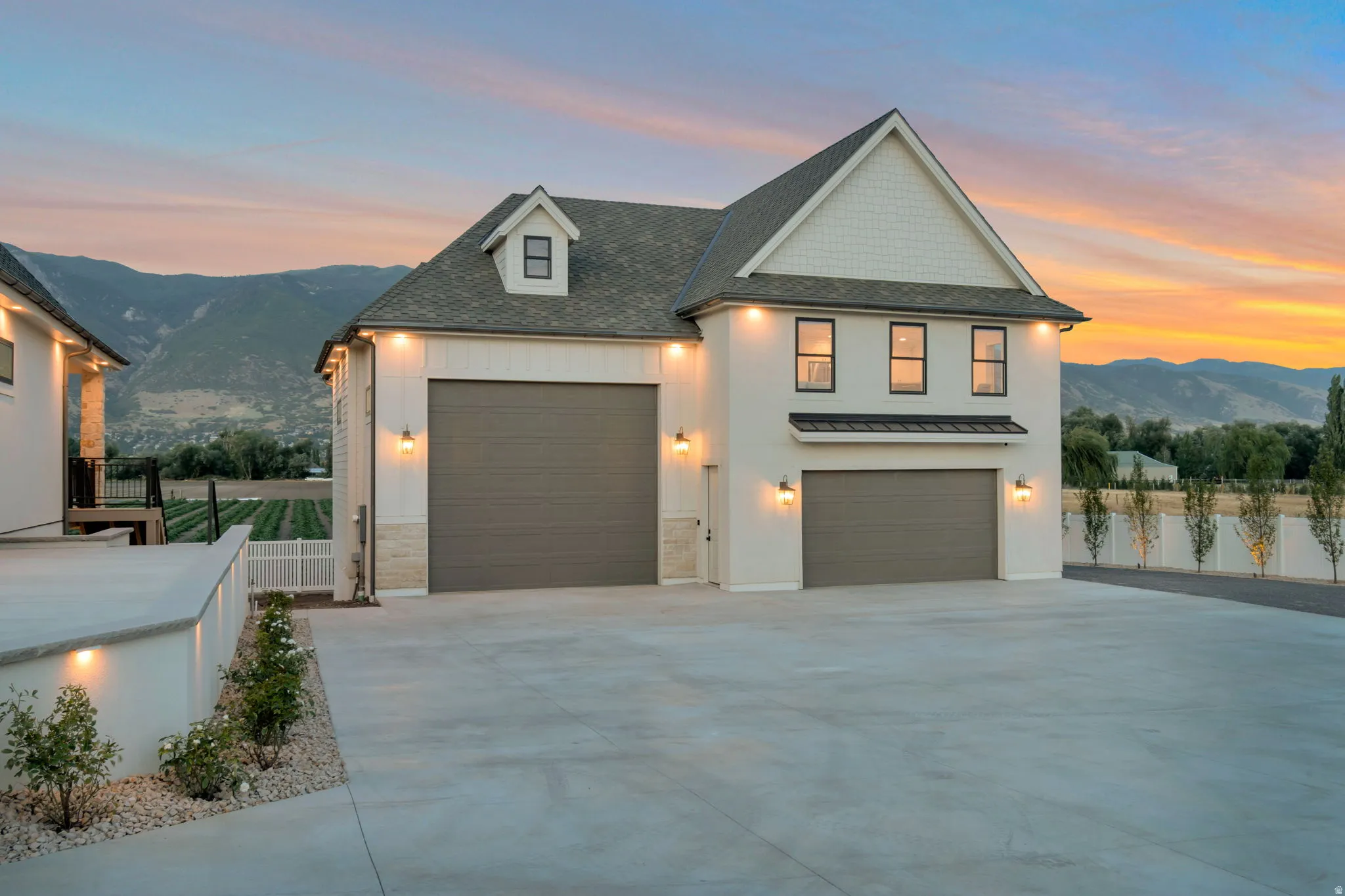 Detached garage with extra depth and height; ADU above garage space