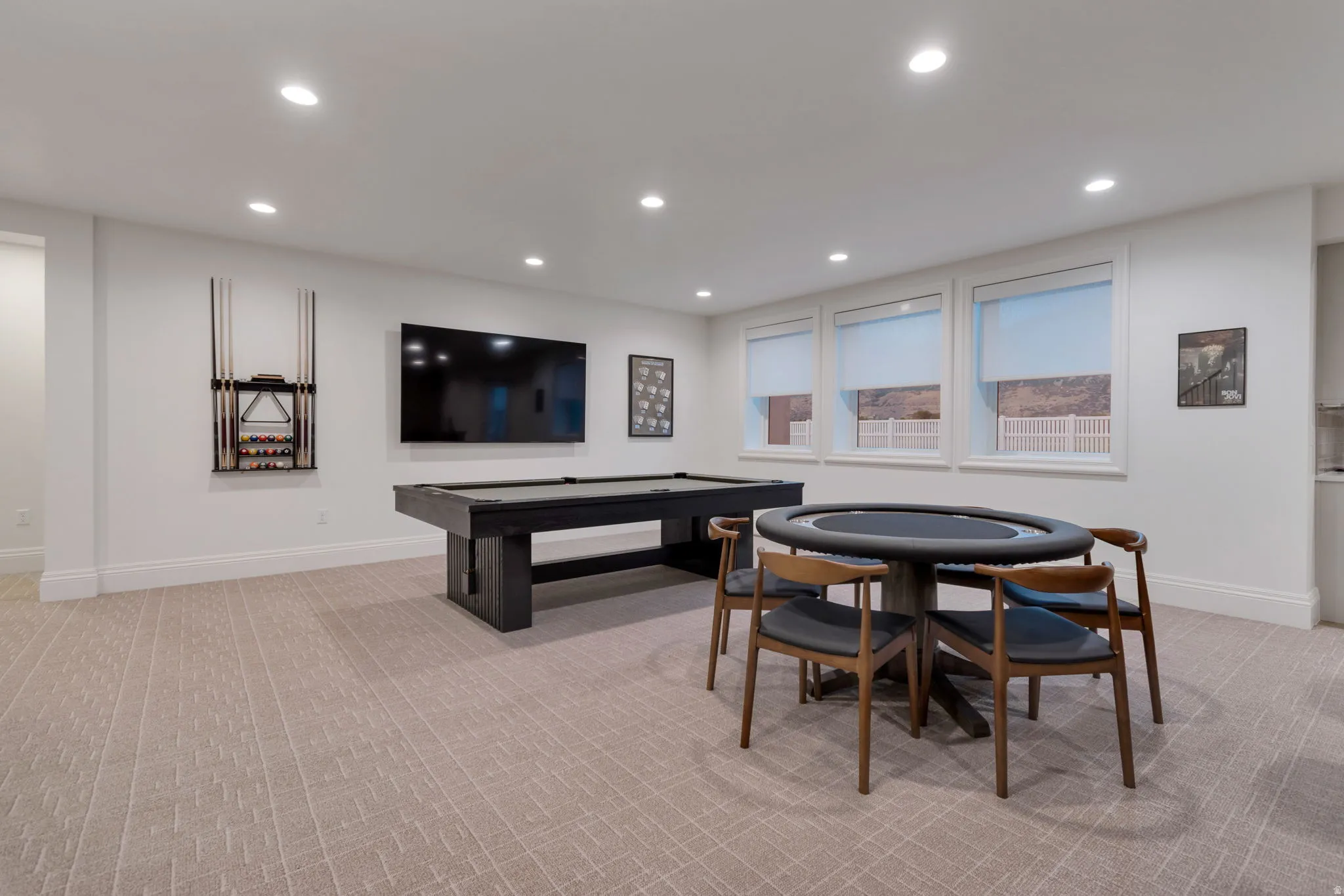 Spacious recreation room featuring