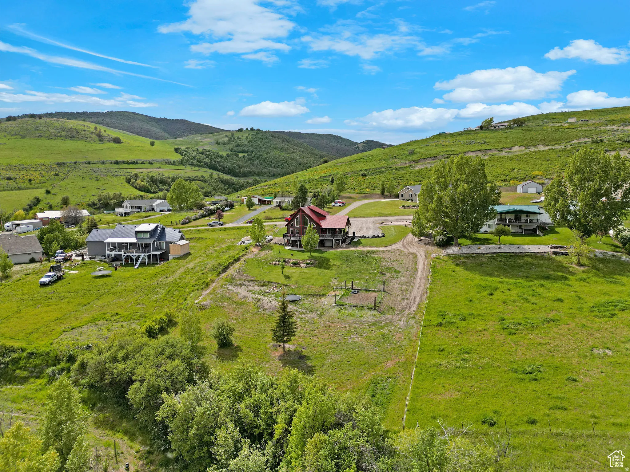 Expansive green landscape with rolling hills