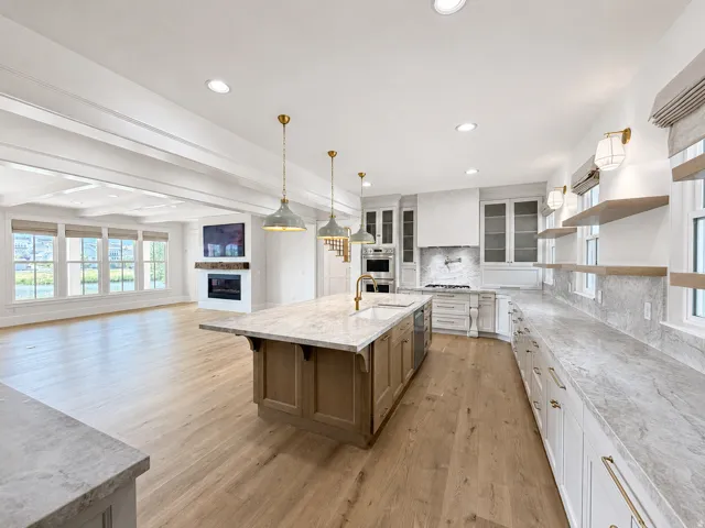 Kitchen and gathering rooms flow seamlessly