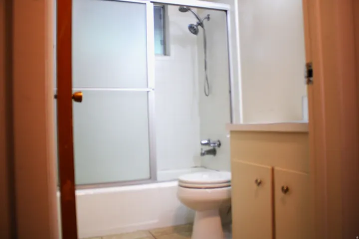 Bathroom with tub and shower and vanity sink.