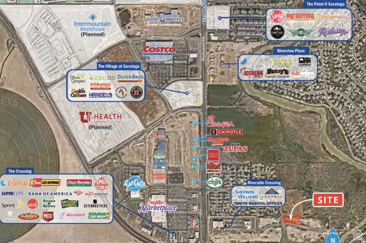Site Plan. Illustrating the property's location relative to established and planned commercial and healthcare facilities