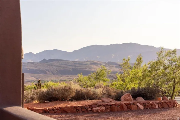 Expansive desert landscape with distant mountains