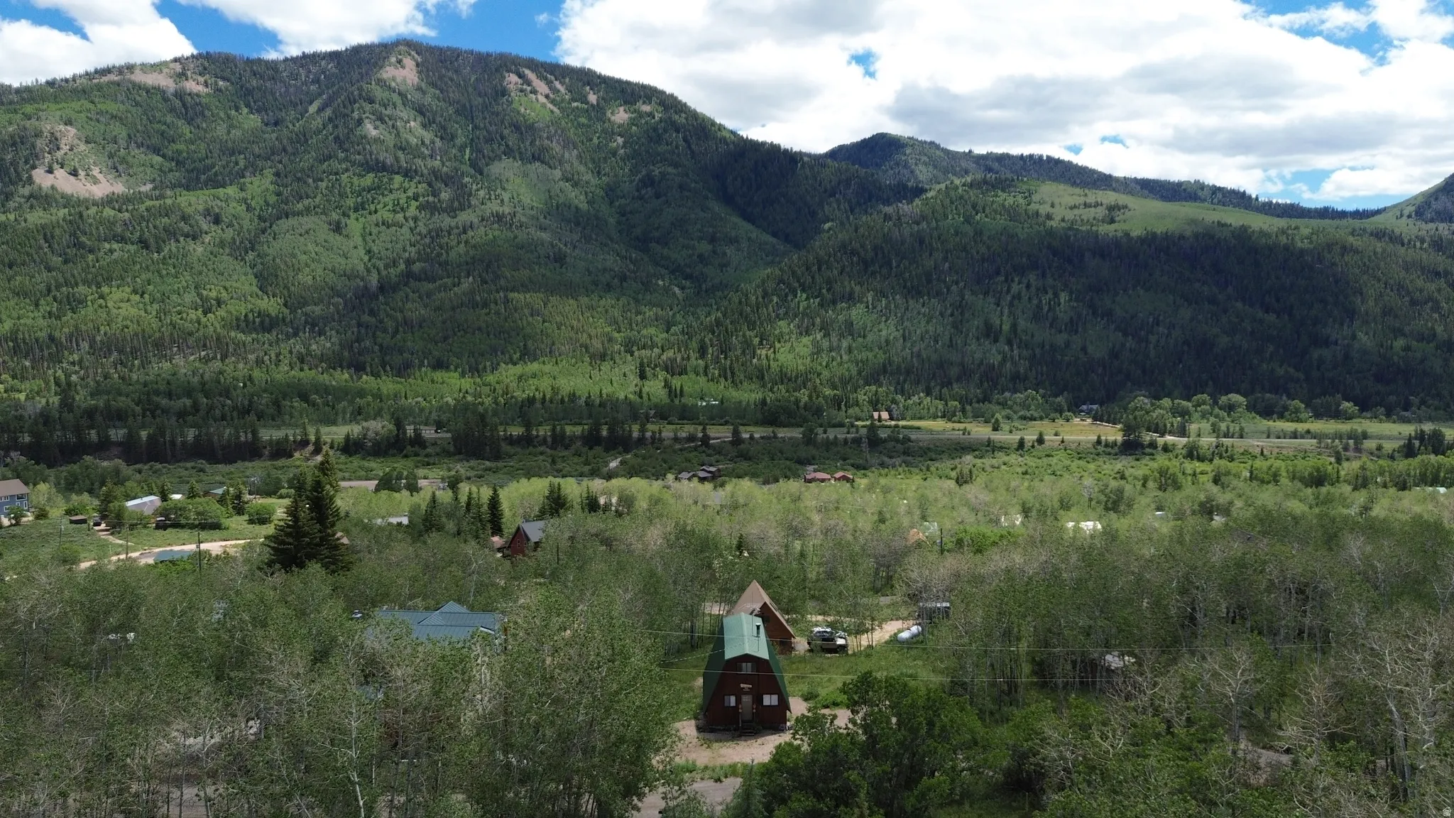 Aerial view of cabin