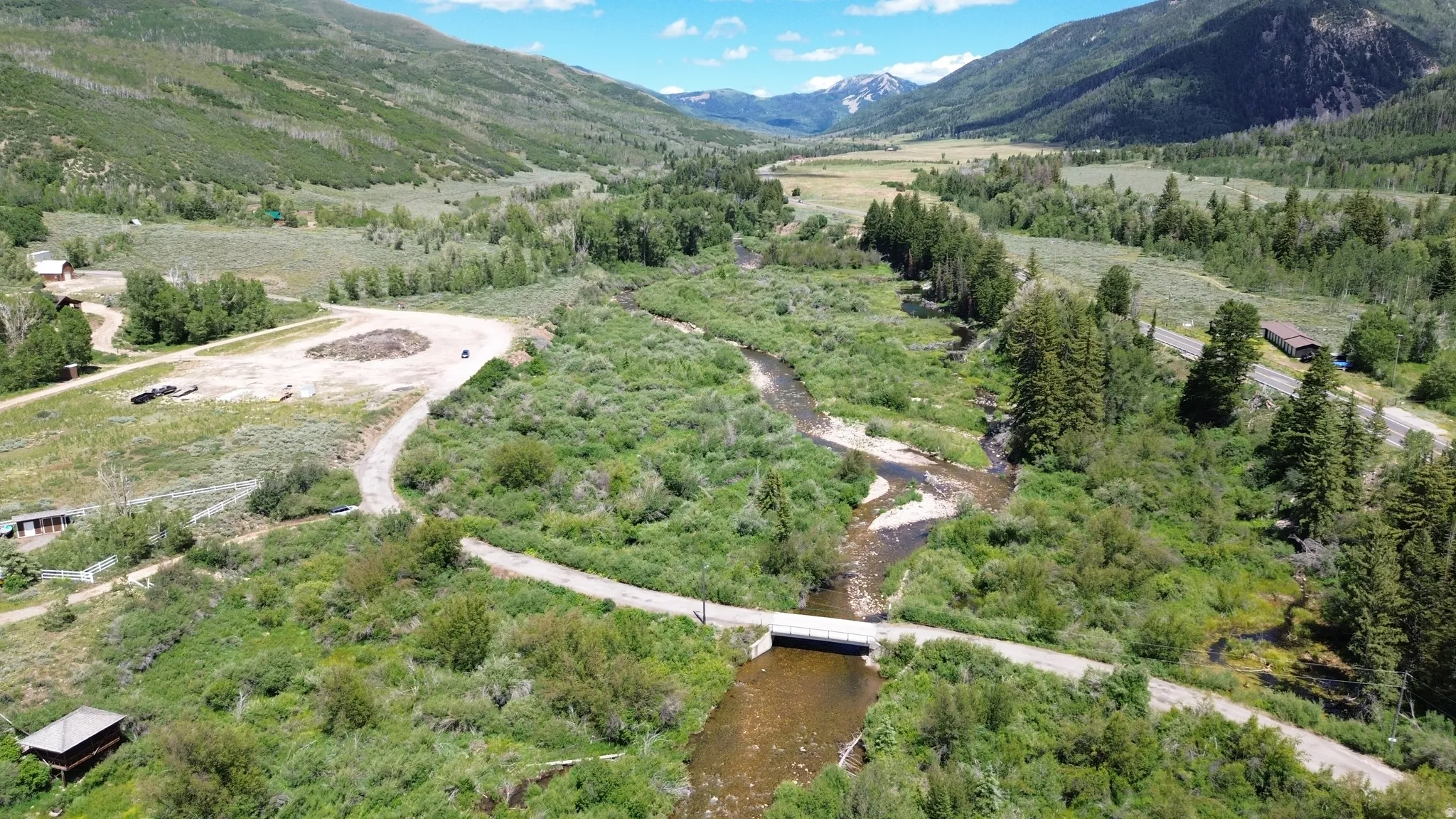 View of the Weber River at the bridge at the entry of the subdivision