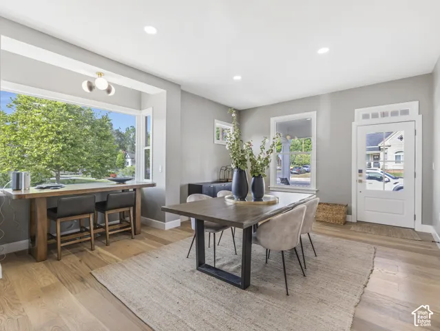 Home 1/2 -- 1046 S Lincoln Street -- Bright interior featuring a bay window with built-in counter, recessed lighting, and wood-finish flooring