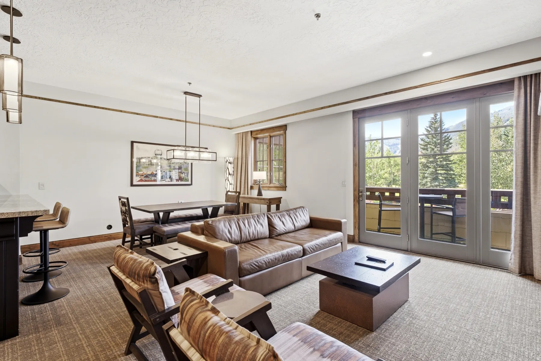 Open-concept living area with integrated dining space