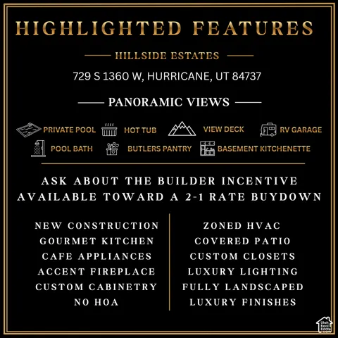 Promotional Material. Displaying property features and financing incentives