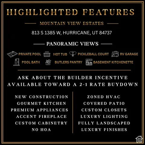 Marketing Advertisement. Displaying property features and available incentives for the property