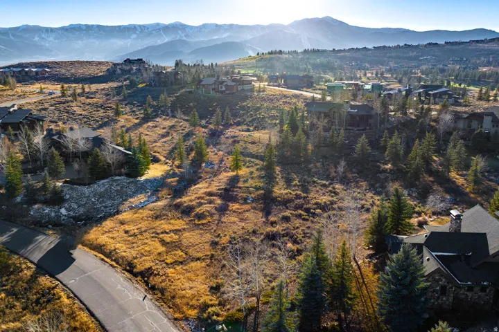 Sweeping mountain landscape featuring multiple custom residences and mature evergreen trees
