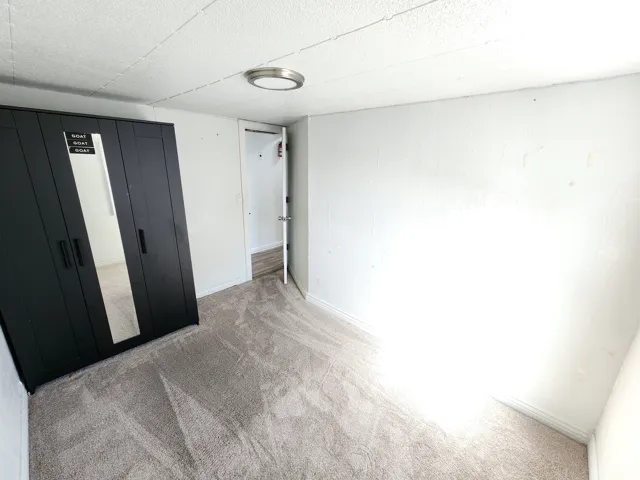 Room featuring light-colored carpeting and white walls