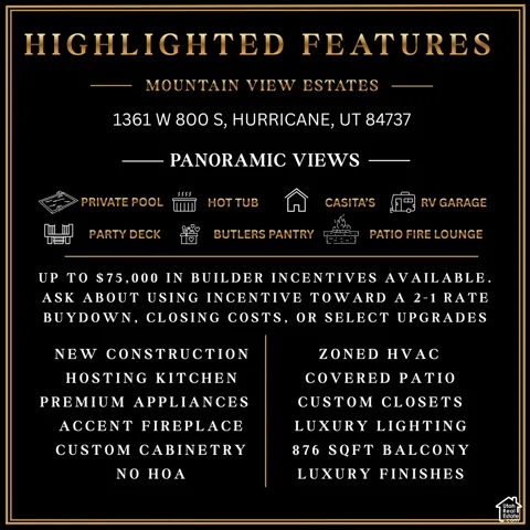 Marketing Flyer. Detailing property features, incentives, and address for the property