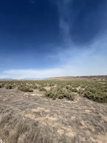 Expansive undeveloped land featuring sparse ground cover and distant geological formations under a clear sky