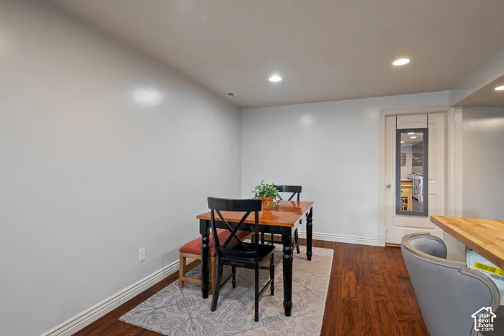 Defined basement dining area creates a comfortable space for meals within the lower-level living quarters.