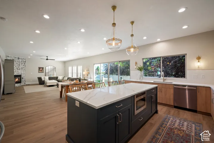 Kitchen overview highlighting the home's generous open layout, easy flow between living spaces, and abundant natural light.
