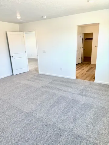 Primary bedroom with Attached Ensuite 3/4 bath and spacious walk-in closet.