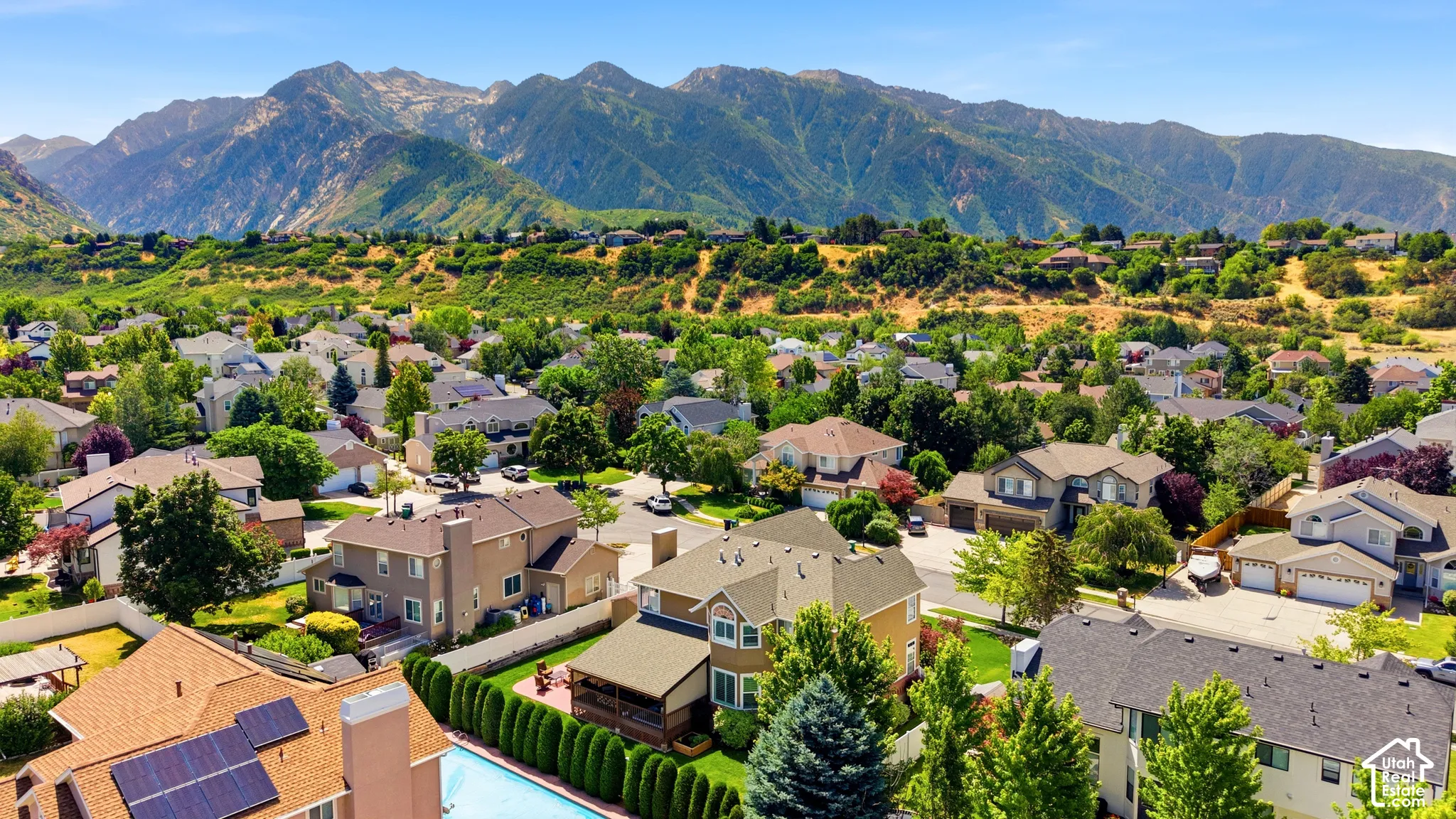 Expansive residential area with a prominent mountain backdrop