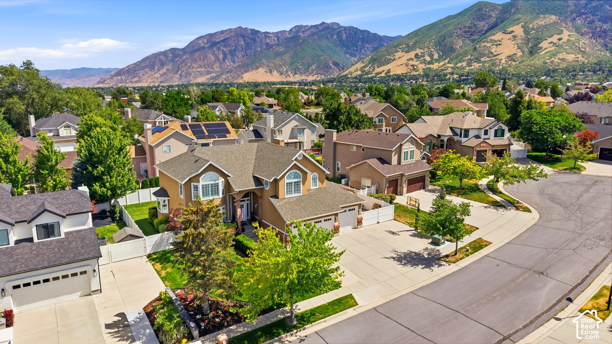 Residential neighborhood featuring mountain scenery