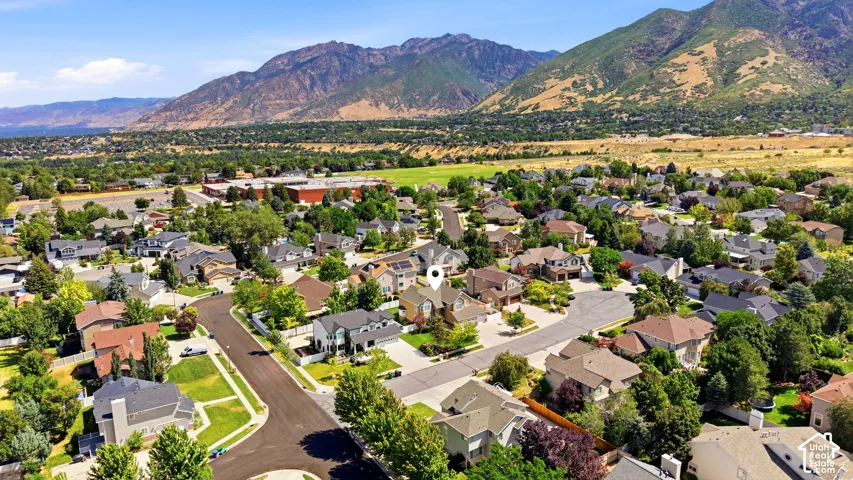 Residential neighborhood featuring varied architectural styles and mature landscaping