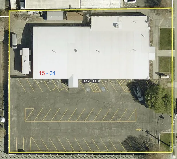 Aerial Map. Illustrating the property's parcel boundaries and structures, with numeric identifiers