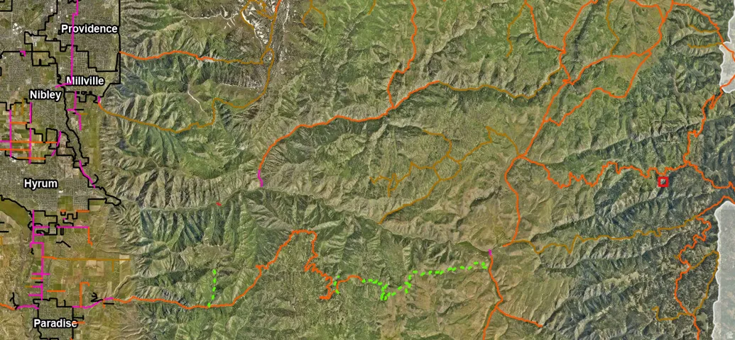 Geographic Information System (GIS) Map. Displaying topographical features and land parcels within a specified region