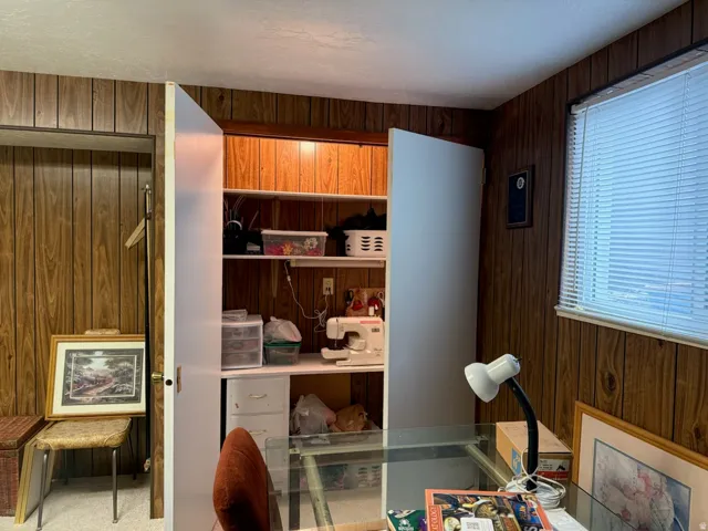 Recessed wall niche with integrated shelving provides versatile storage