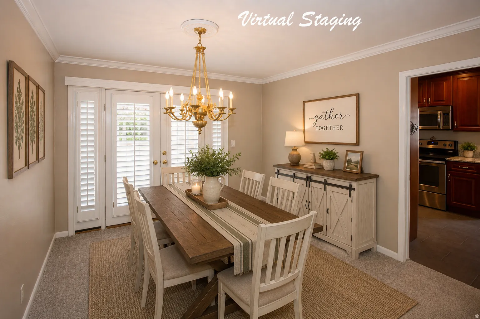 Inviting interior with crown molding, recessed lighting, and light neutral wall colors