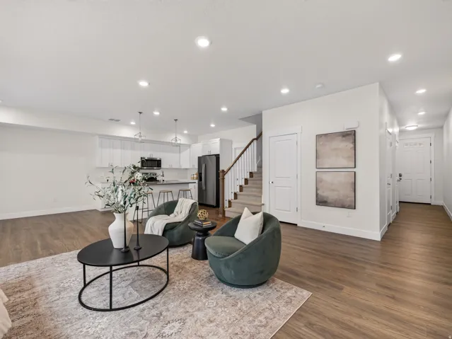 Hardwood LVP throughout main level of home.