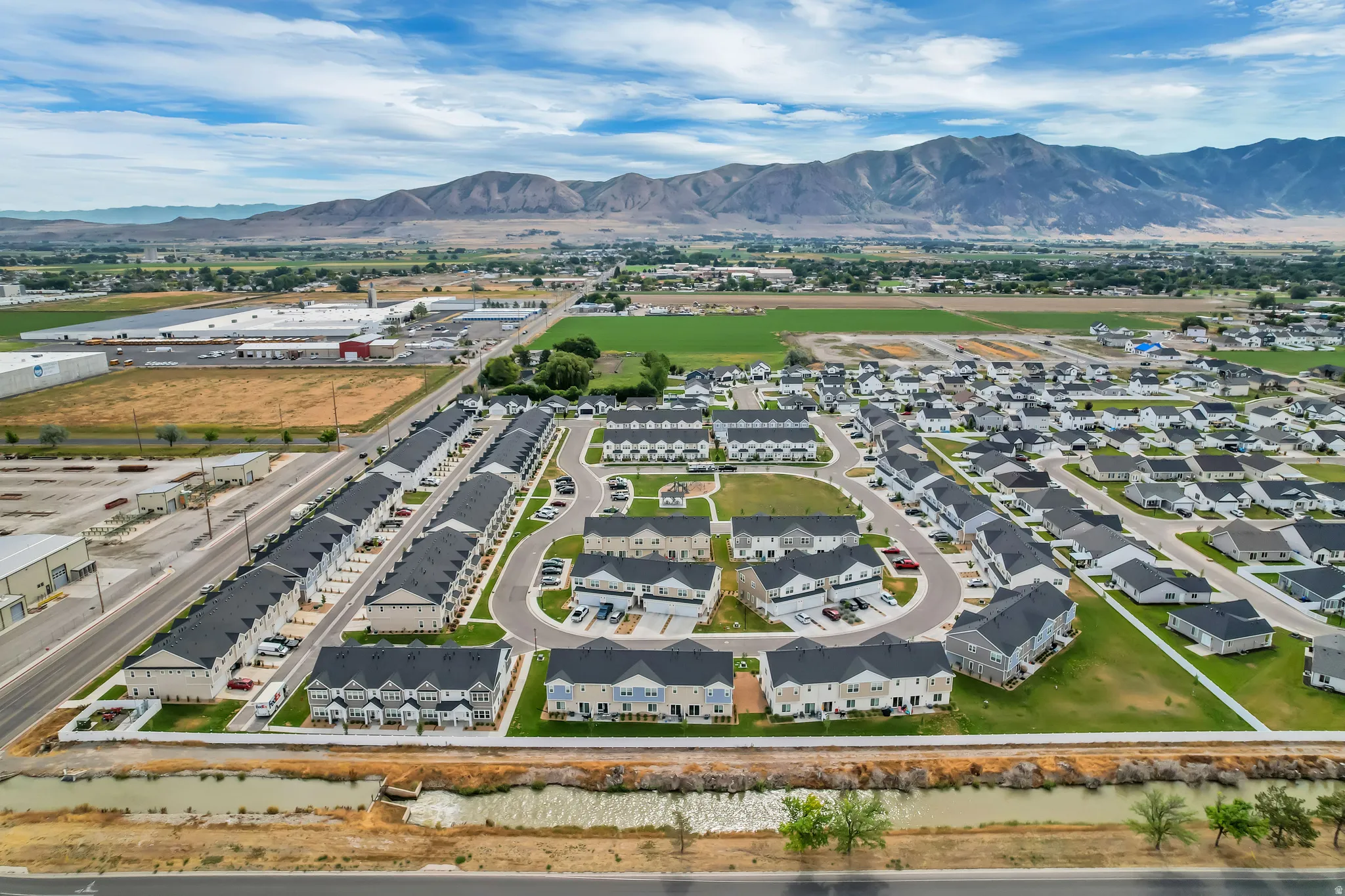 Aerial perspective of development featuring river and no backyard neighbors