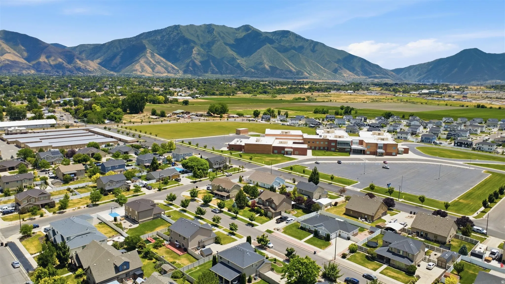 Expansive residential community with mountain backdrop