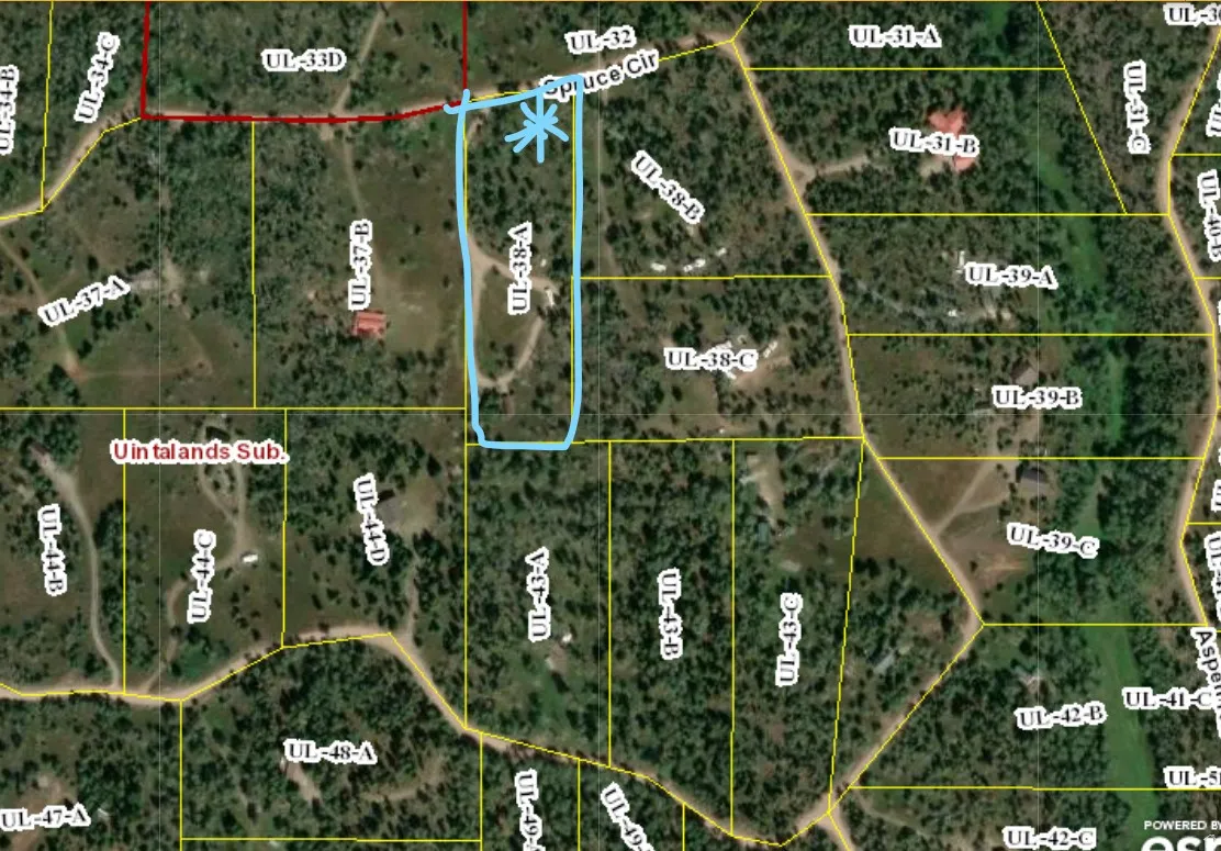 Plat Map. Illustrating property divisions and identifying specific parcels within the Uintalands Subdivision