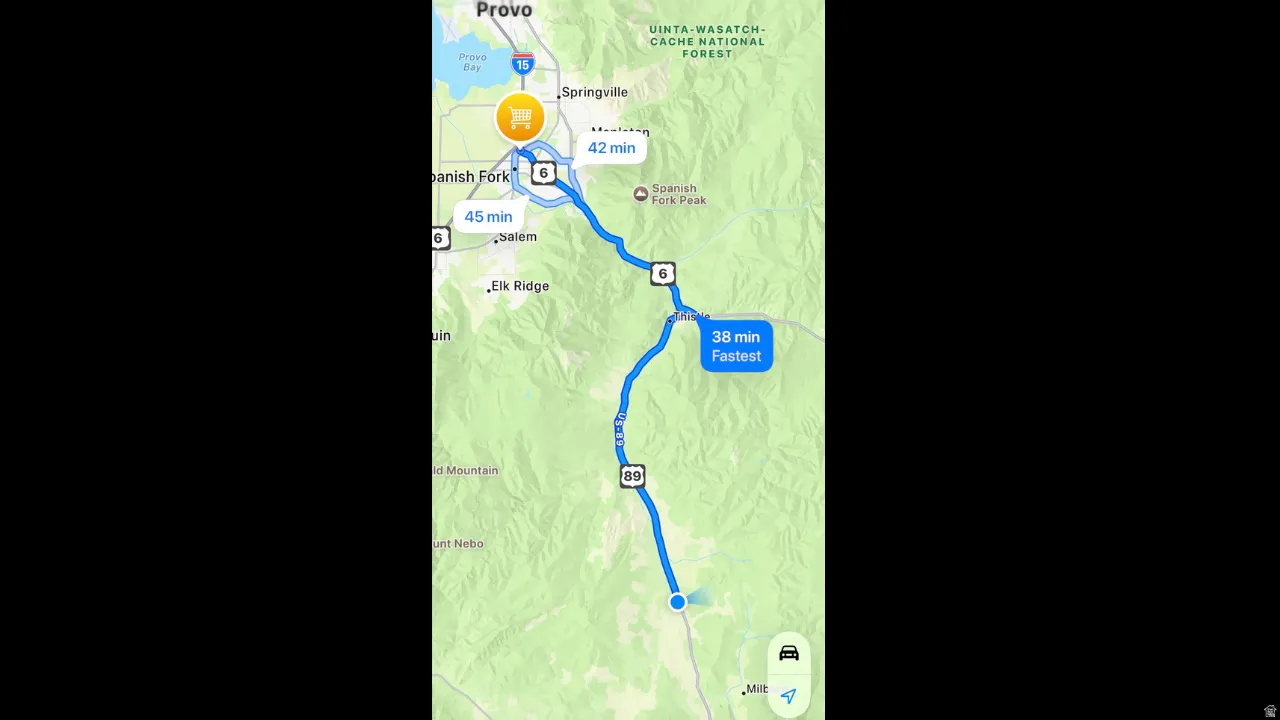 38 minutes: Time to travel to Costco and I-15 onramp