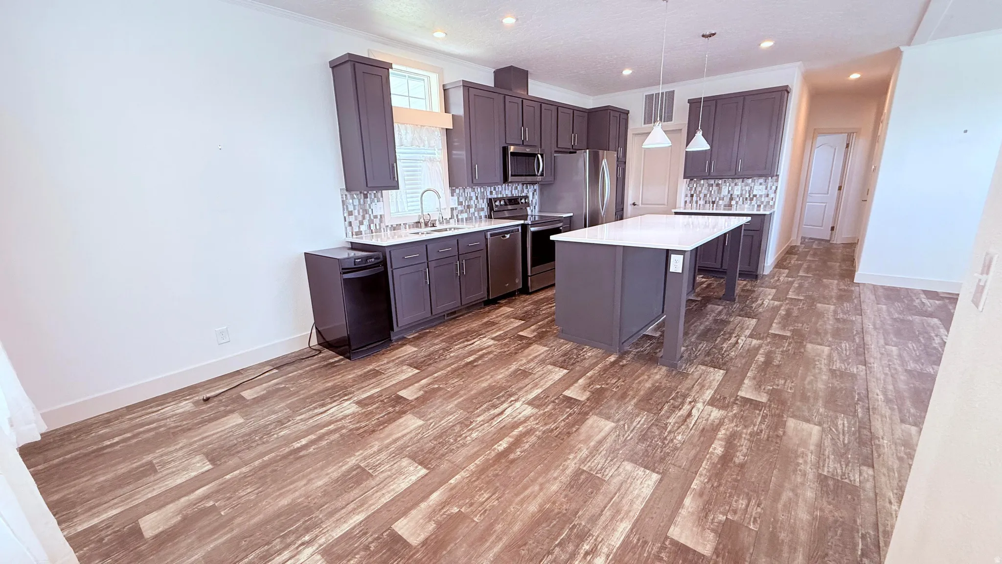 Kitchen, Dining, and Living Room