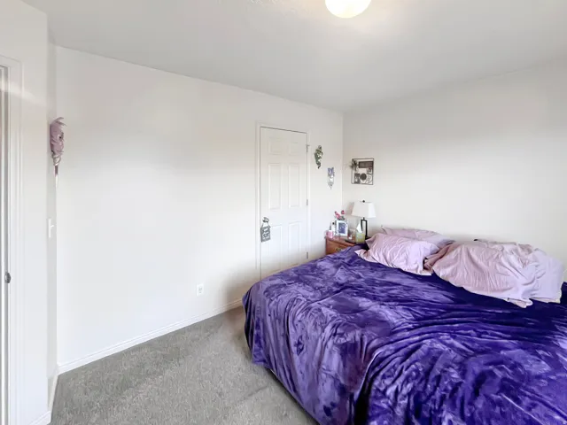 Primary bedroom with a walk-in closet and warm, natural light