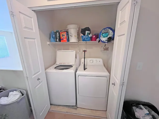 Dedicated laundry closet that is conveniently located upstairs near two bedrooms