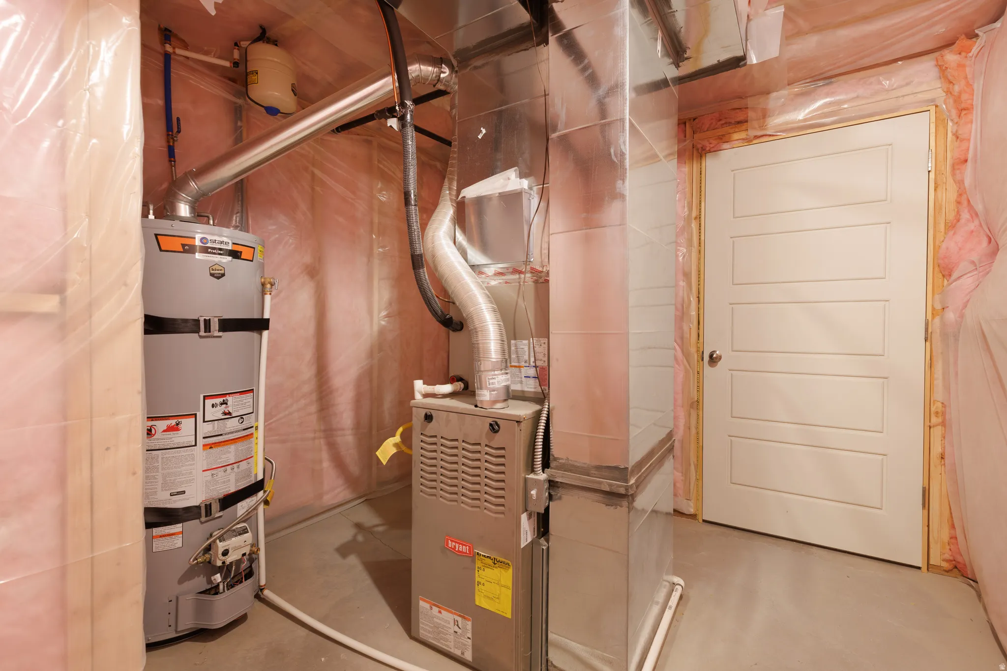 Water heater and furnace systems with visible ductwork