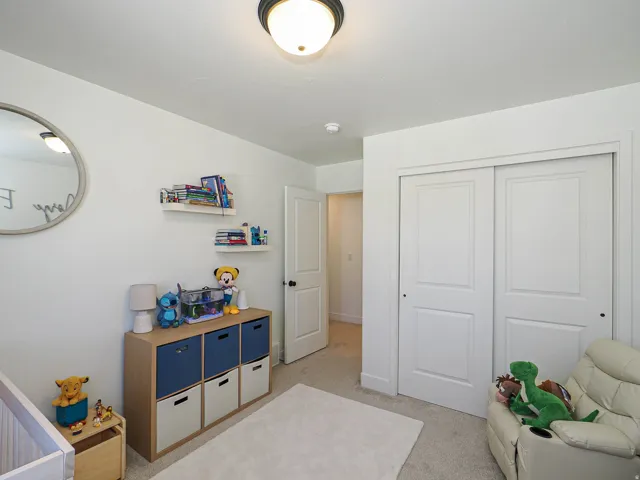 Room featuring light-colored walls and carpeted flooring