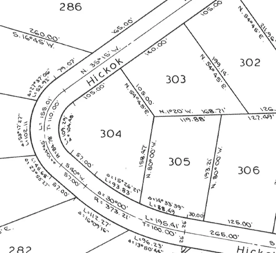 Plat Map. Illustrating the configuration and dimensions of multiple parcels within a defined area