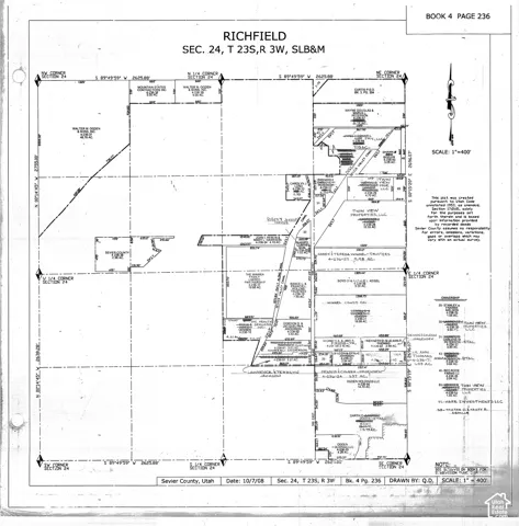 Survey Plat. Illustrating property divisions and boundaries within the specified section