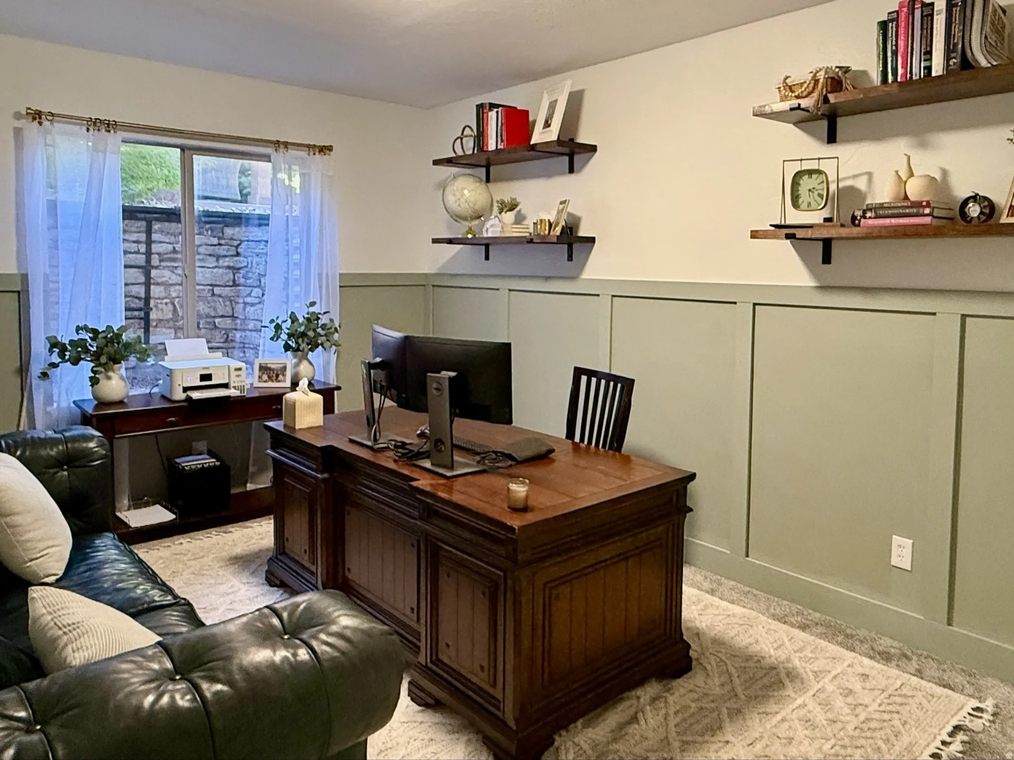 Interior space featuring board and batten wainscoting and light-colored walls