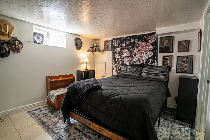 White walls with a textured ceiling