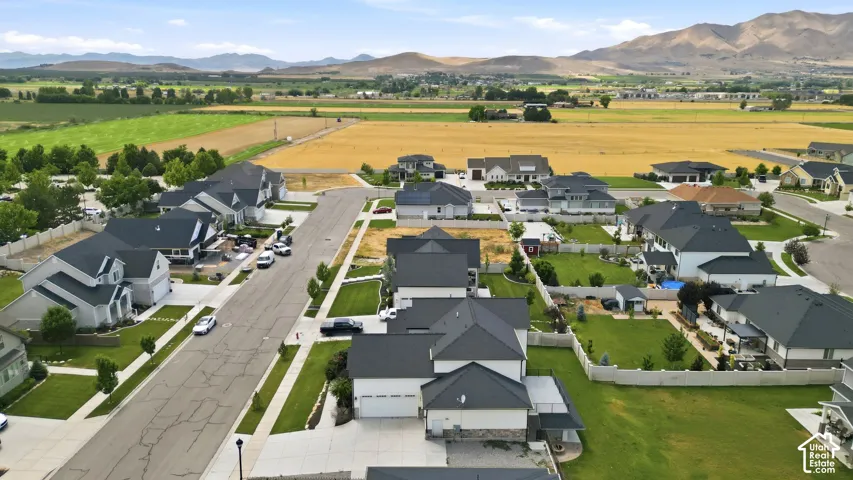 Residential development featuring modern architecture and dark roofing