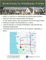 Directions to Property. Outlining a route to the subject property including a map segment