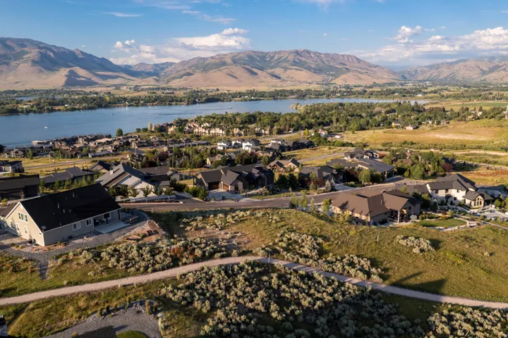 Expansive aerial showcasing a residential neighborhood with varied architectural styles