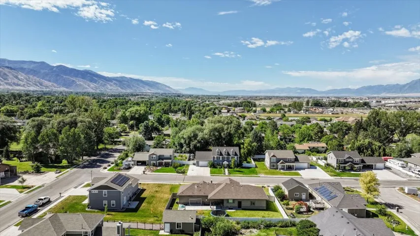 Residential neighborhood featuring a variety of single-family homes, mature trees, and paved streets
