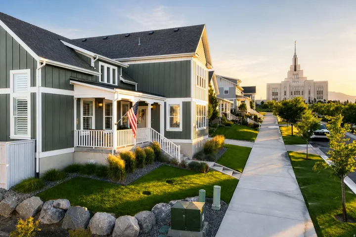 Contemporary home featuring dark gray vertical siding with white trim
