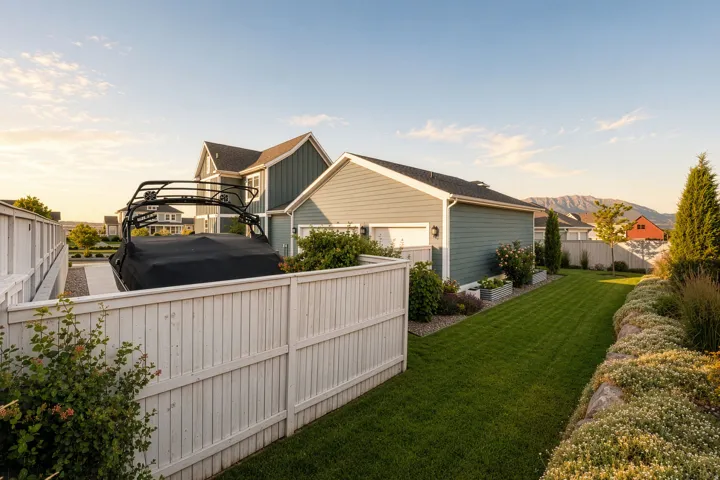 Spacious lawn area with manicured grass