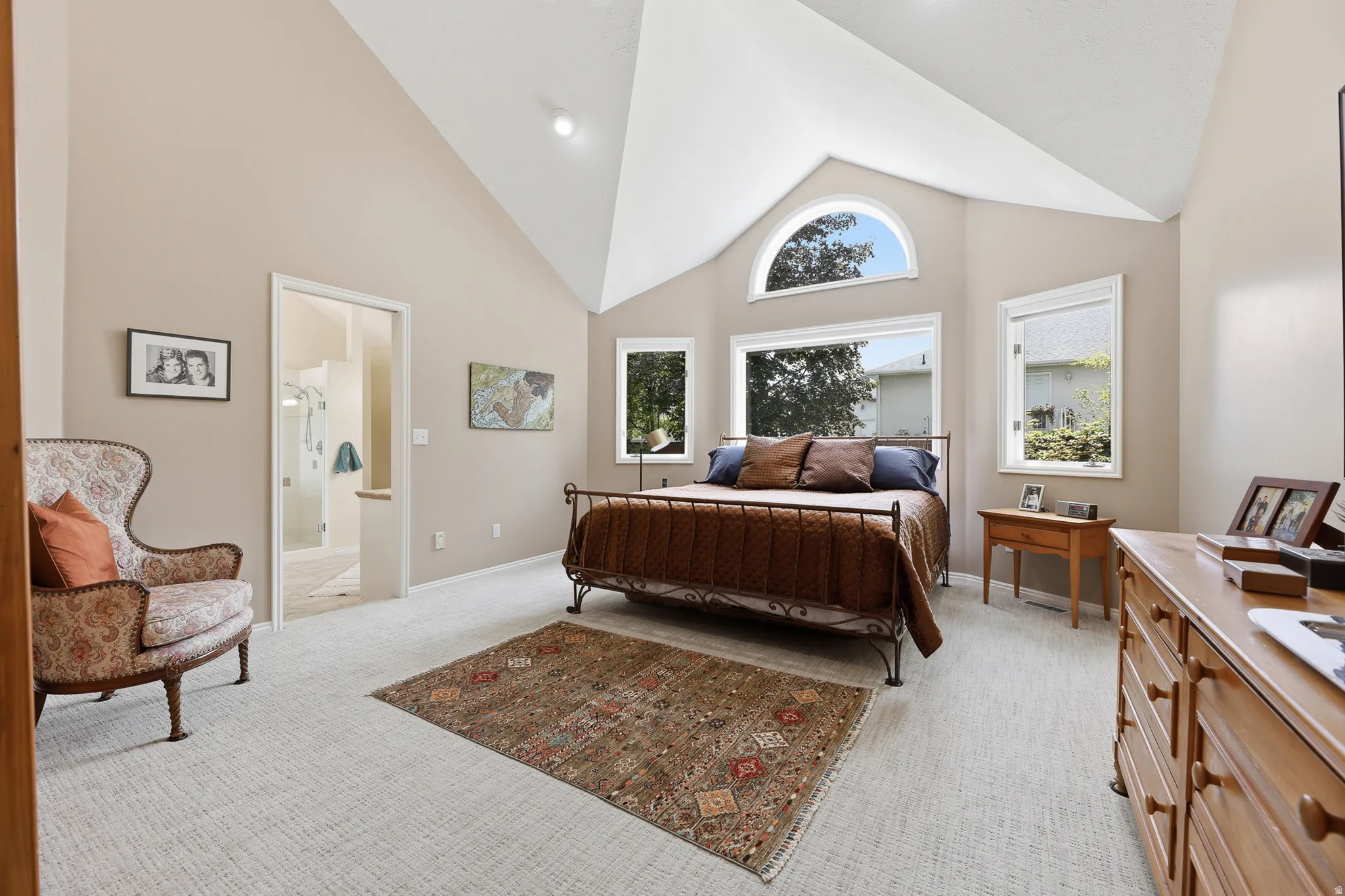 Main Floor Primary Bedroom with Vaulted Ceilings