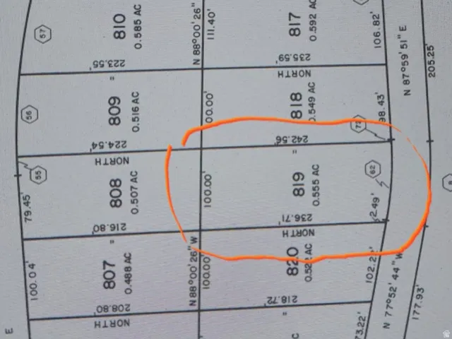 Plat Map. Illustrating lot dimensions and acreage for multiple parcels